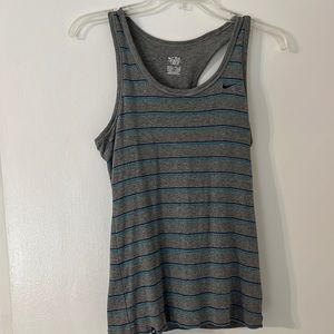 Nike tank top, gray with blue stripes